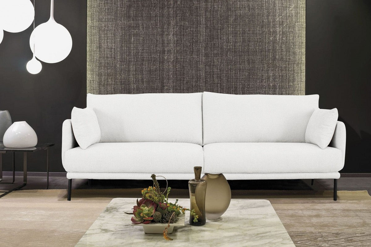 Modern 85" White and Black Fabric Sofa By Homeroots | Sofas | Modishstore - 2