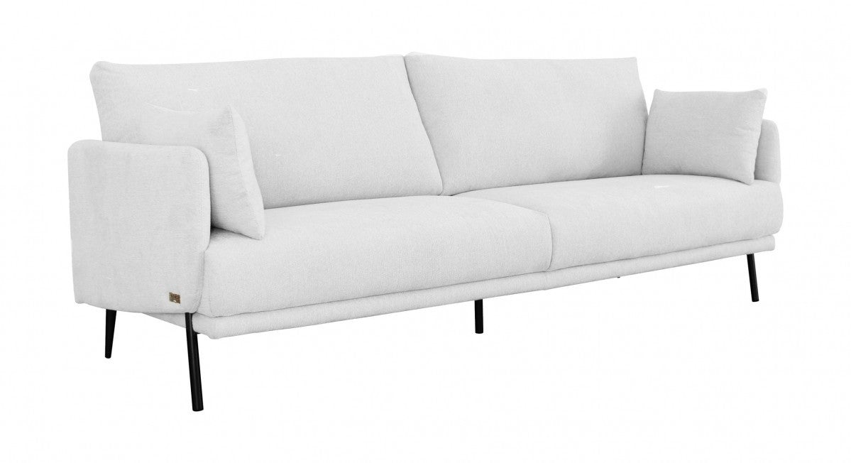 Modern 85" White and Black Fabric Sofa By Homeroots | Sofas | Modishstore - 4