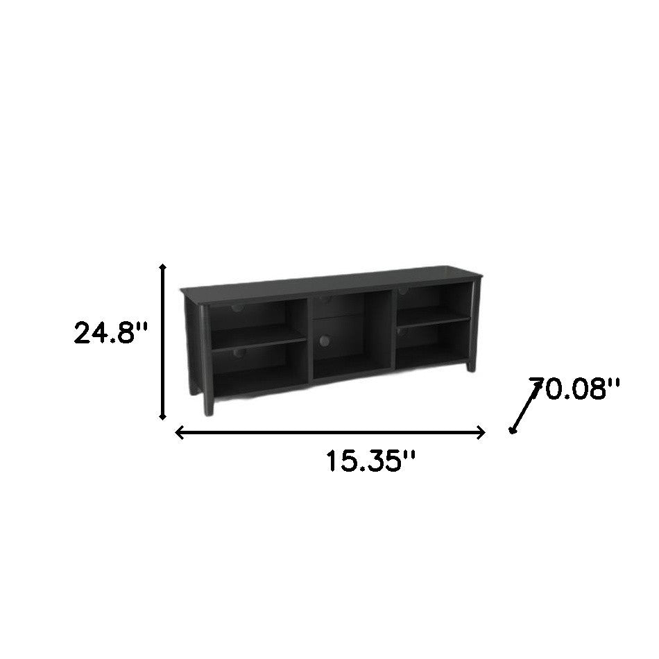 70" Black Open Shelving TV Stand With Bookcase By Homeroots | TV Stands | Modishstore - 6