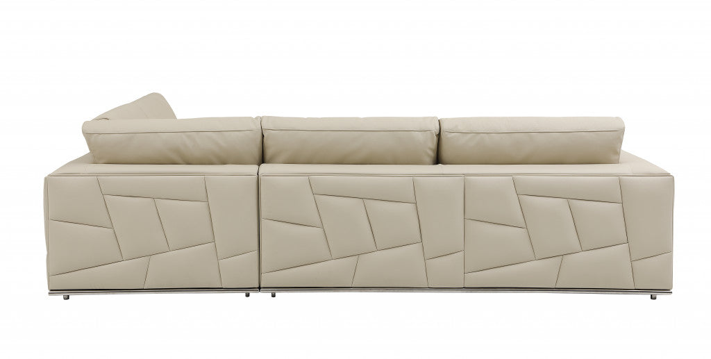 Beige Deco Tufted Italian Leather Modular L Shape Two Piece Corner Sectional By Homeroots