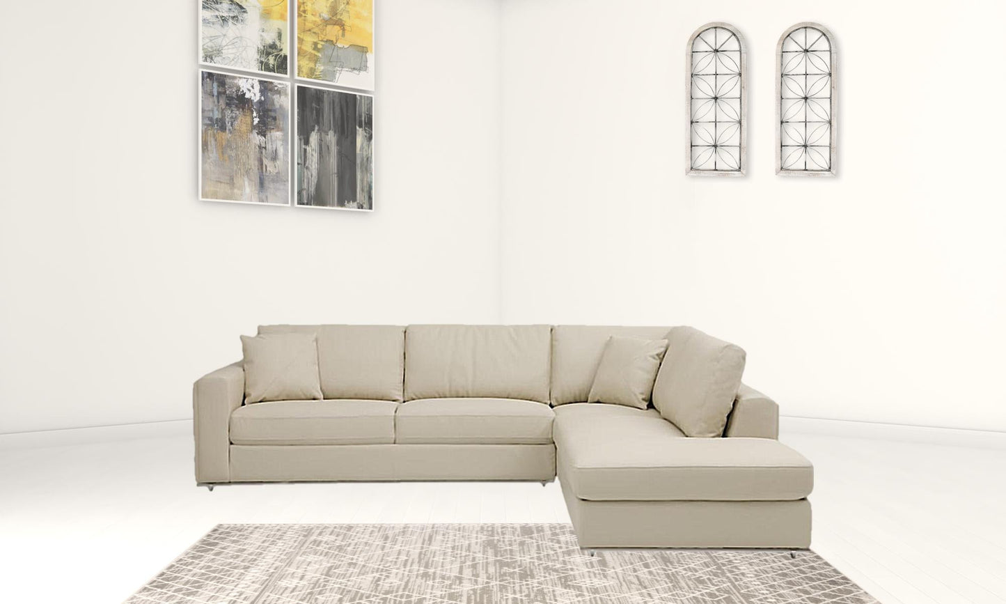 Beige Deco Tufted Italian Leather Modular L Shape Two Piece Corner Sectional By Homeroots