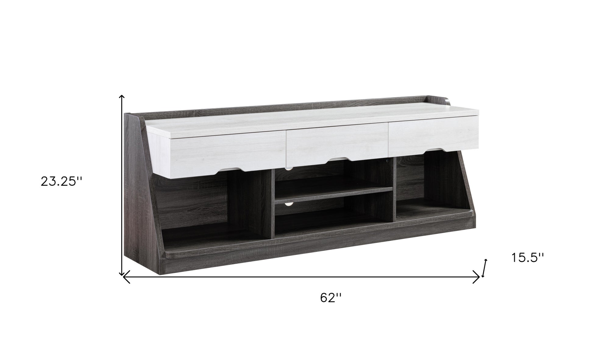 62" White Oak & Distressed Grey Particle Board Cabinetenclosed Storage TV Stand By Homeroots | TV Stands | Modishstore - 6