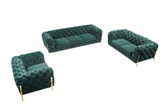 Three Piece Green Velvet Six Person Seating Set By Homeroots