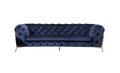 Three Piece Blue Velvet Six Person Seating Set By Homeroots