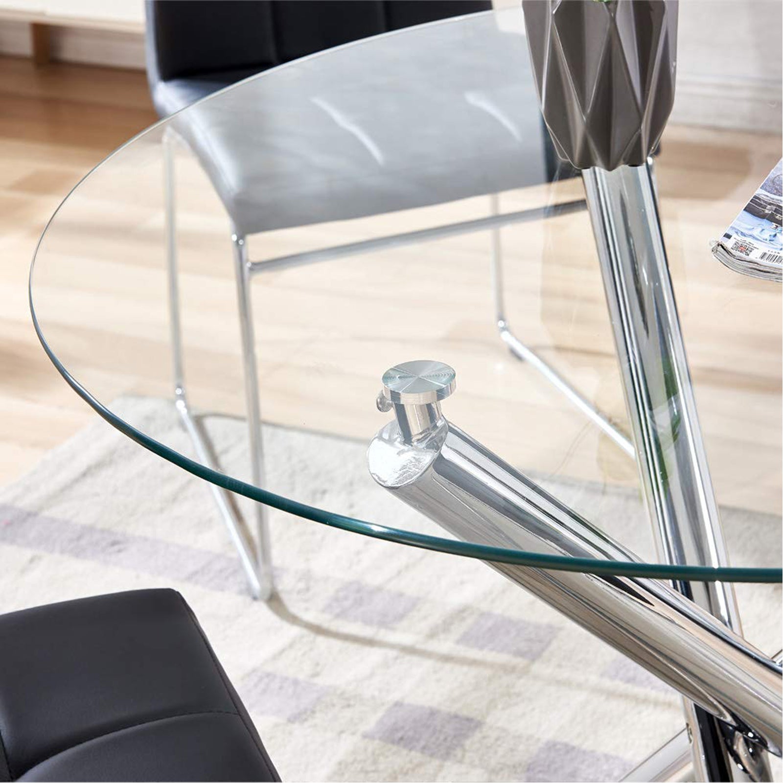 36" Silver And Glass Round Tripod Base Coffee Table By Homeroots | Coffee Tables | Modishstore - 3