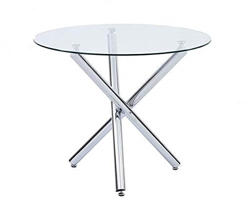 36" Silver And Glass Round Tripod Base Coffee Table By Homeroots | Coffee Tables | Modishstore - 5