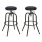 Set Of Two 30" Brown And Black Steel Swivel Backless Bar Chairs With Footrest By Homeroots