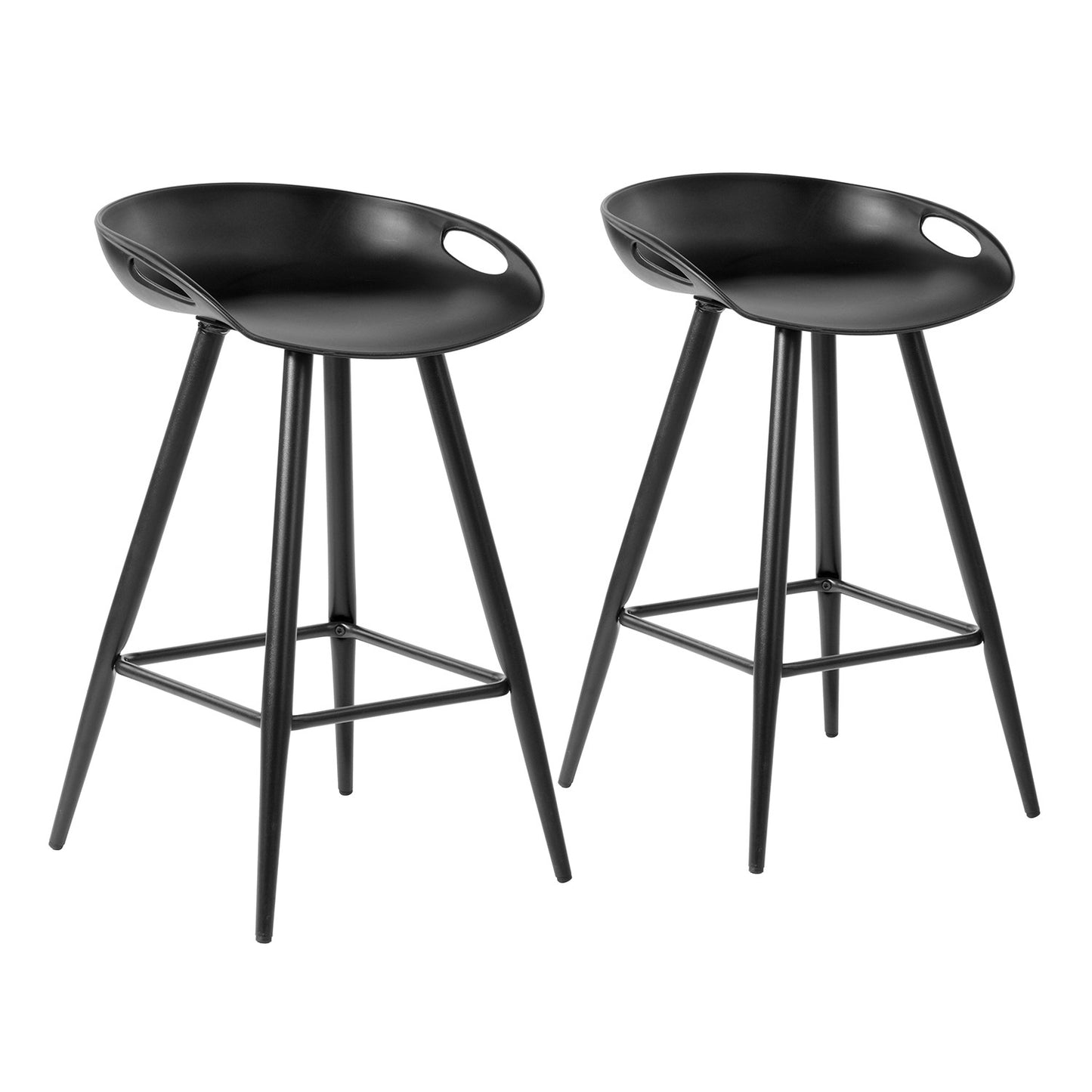 Set Of Two 29" Black Steel Backless Counter Height Bar Chairs With Footrest By Homeroots