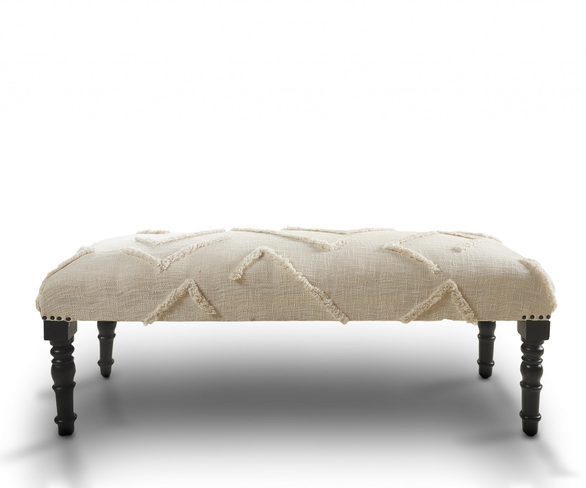 47" Cream And Black Leg Abstract Upholstered Bench By Homeroots | Benches | Modishstore - 2