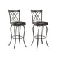 Set Of Two 44" Black Faux Leather Cross Back Bar Height Bar Chairs By Homeroots