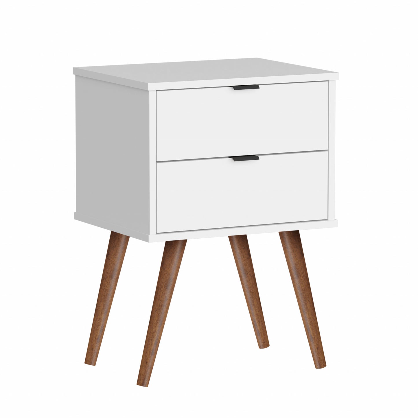18" White Manufactured Wood Rectangular End Table With Two Drawers By Homeroots | End Tables | Modishstore