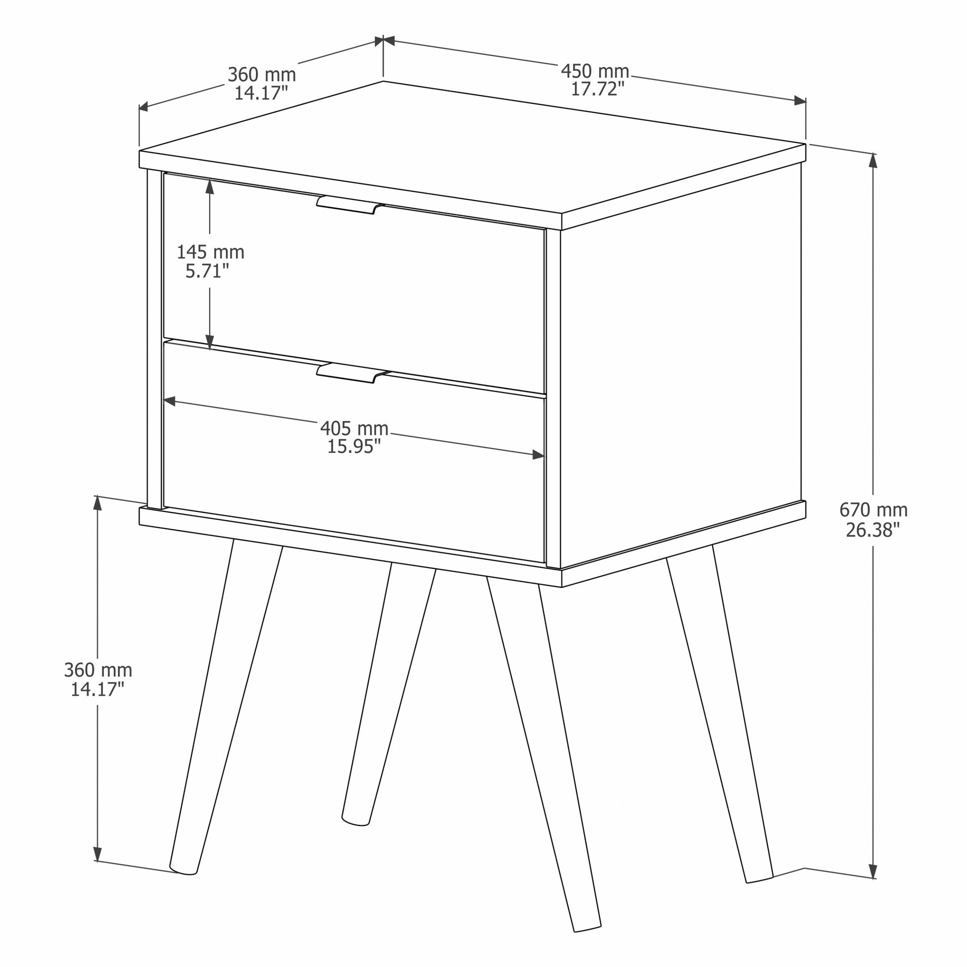 18" White Manufactured Wood Rectangular End Table With Two Drawers By Homeroots | End Tables | Modishstore - 6