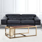 51" Brass And Retro Brown Leather Rectangular Coffee Table By Homeroots