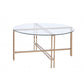 35" Champagne And Clear Glass Round Coffee Table By Homeroots