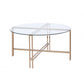 35" Champagne And Clear Glass Round Coffee Table By Homeroots