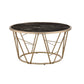 33" Gold Steel And Faux Black Marble Round Top Coffee Table By Homeroots