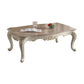 52" Pearl White And Marble Faux Marble Rectangular Coffee Table By Homeroots