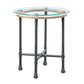 24" Sandy Gray And Clear Glass And Metal Round End Table By Homeroots