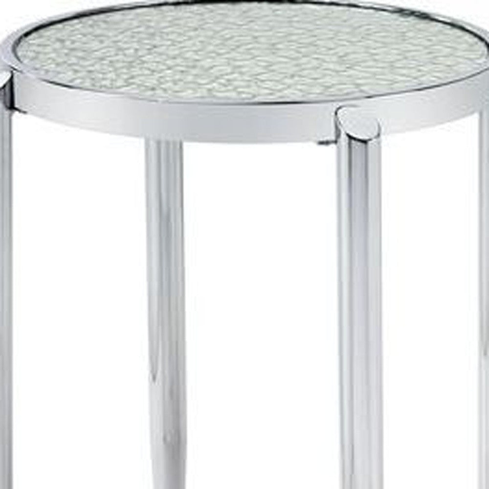 25" Silver Mirrored And Metal Round End Table By Homeroots | End Tables | Modishstore - 3