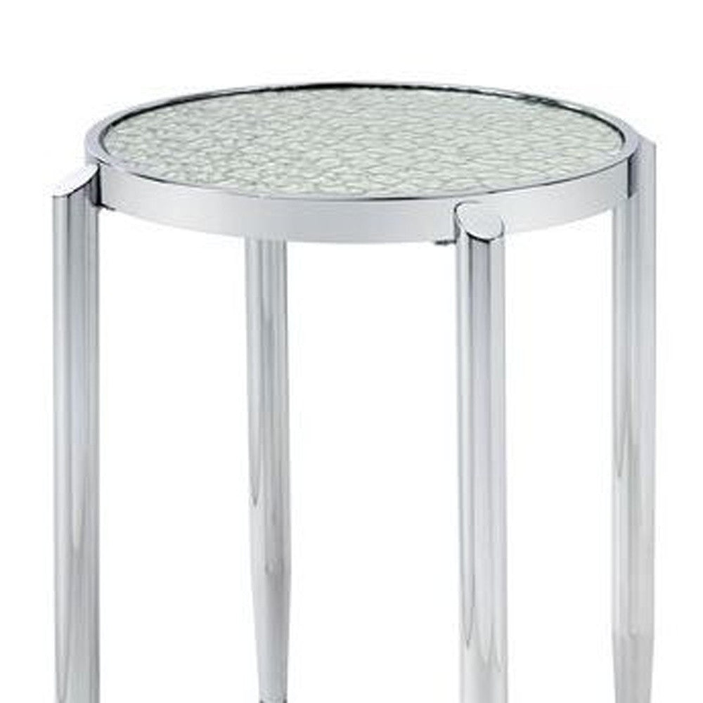 25" Silver Mirrored And Metal Round End Table By Homeroots | End Tables | Modishstore - 4