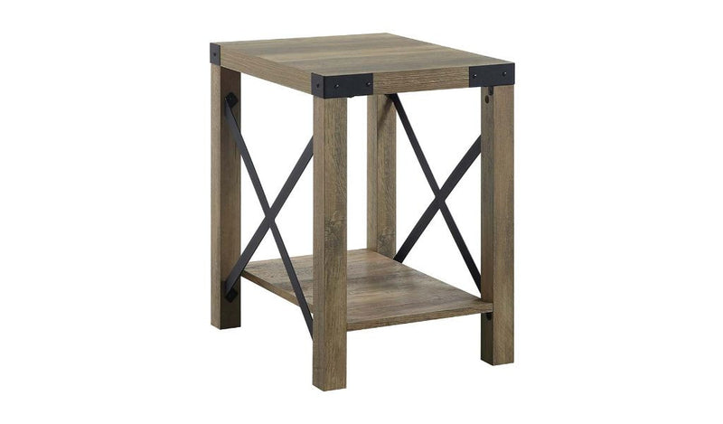 22" Rustic Oak Manufactured Wood Rectangular End Table With Shelf By Homeroots | End Tables | Modishstore