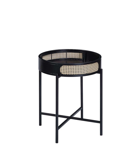 24" Black Melamine Veneer And Manufactured Wood Round End Table By Homeroots | End Tables | Modishstore