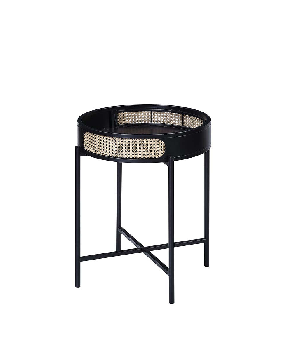 24" Black Melamine Veneer And Manufactured Wood Round End Table By Homeroots | End Tables | Modishstore - 3