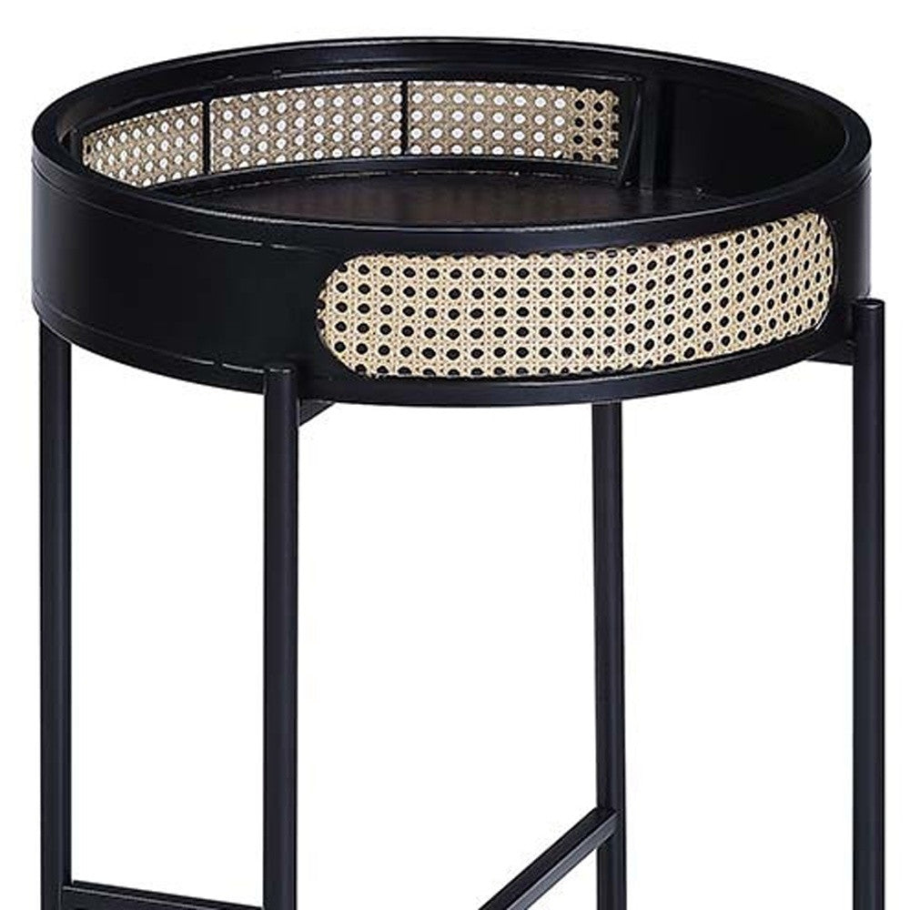 24" Black Melamine Veneer And Manufactured Wood Round End Table By Homeroots | End Tables | Modishstore - 4