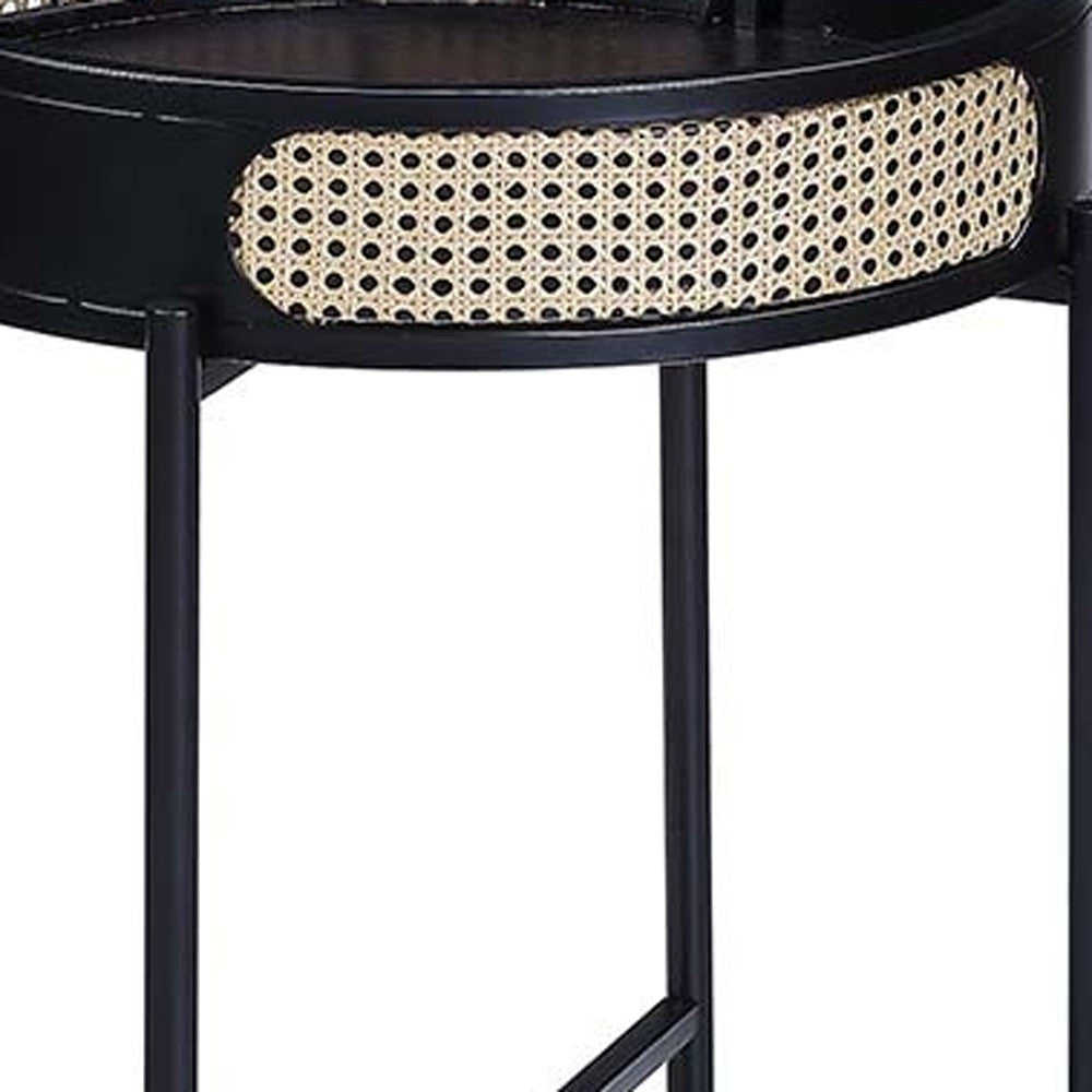 24" Black Melamine Veneer And Manufactured Wood Round End Table By Homeroots | End Tables | Modishstore - 5