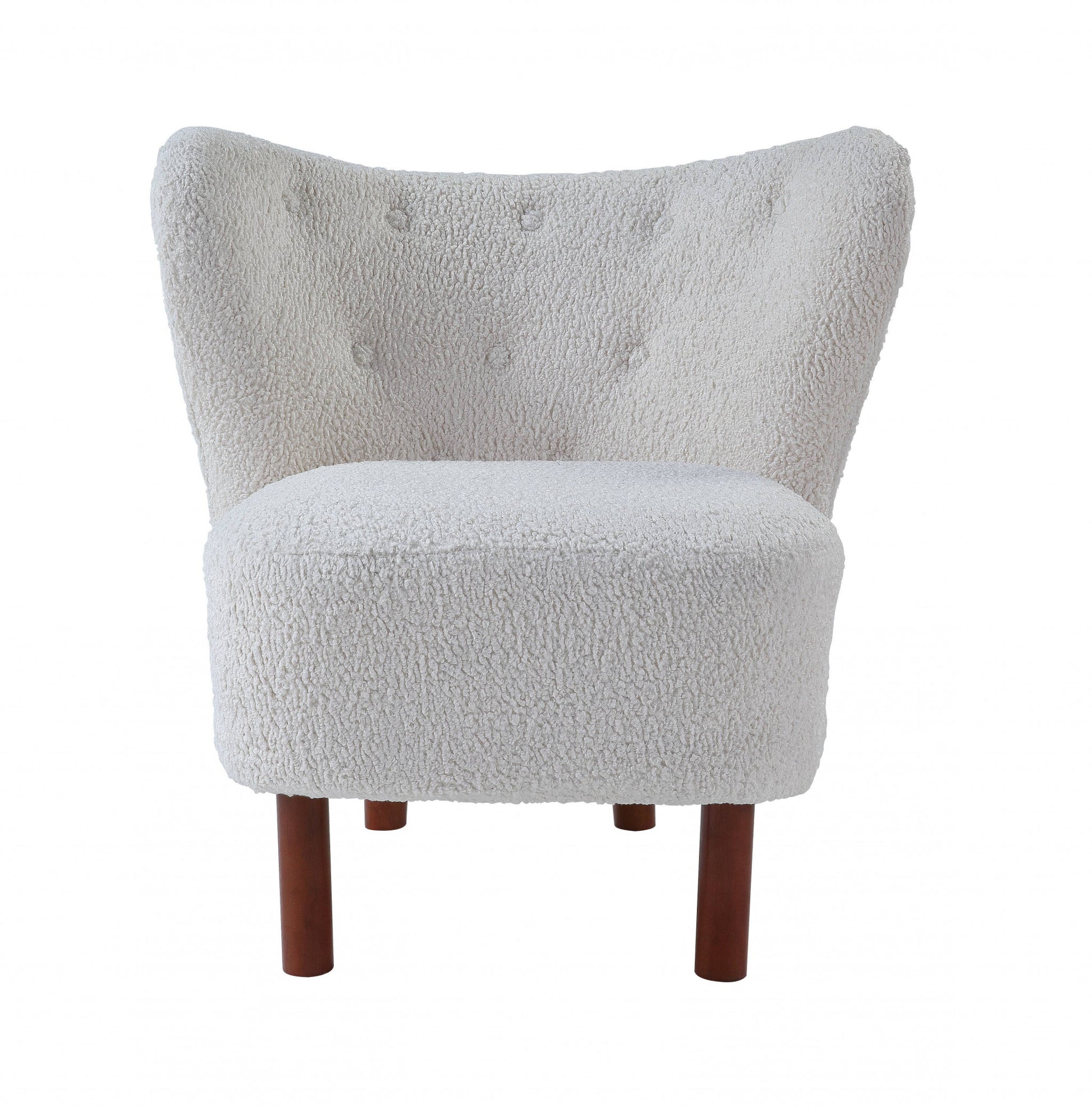 31" White Sherpa And Brown Polka Dots Wingback Chair By Homeroots | Armchairs | Modishstore - 2