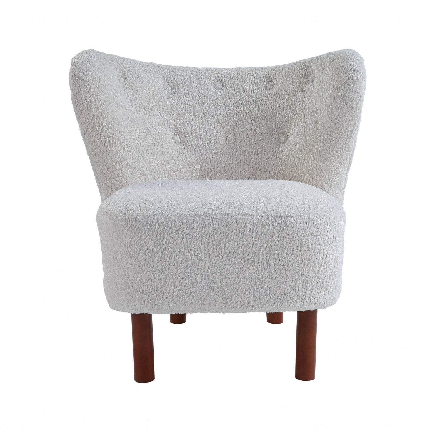 31" White Sherpa And Brown Polka Dots Wingback Chair By Homeroots | Armchairs | Modishstore