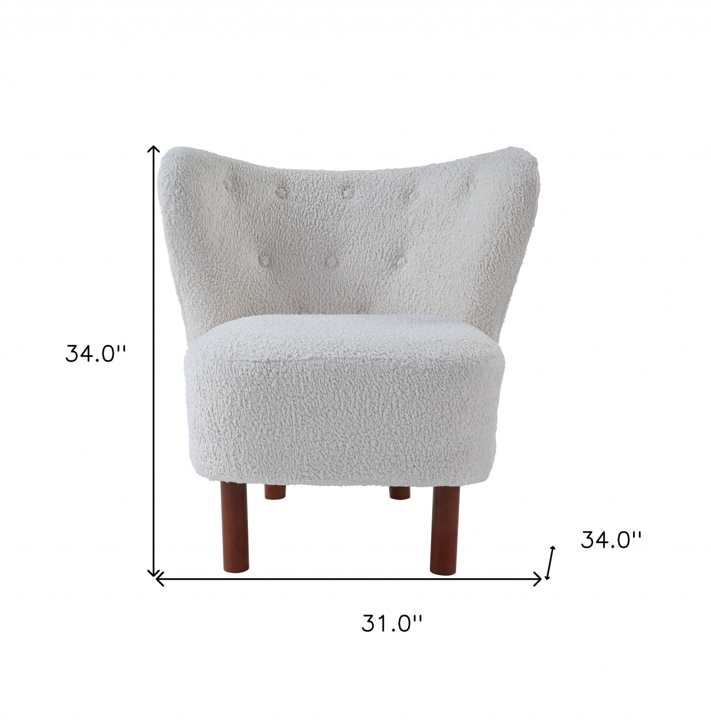 31" White Sherpa And Brown Polka Dots Wingback Chair By Homeroots | Armchairs | Modishstore - 6