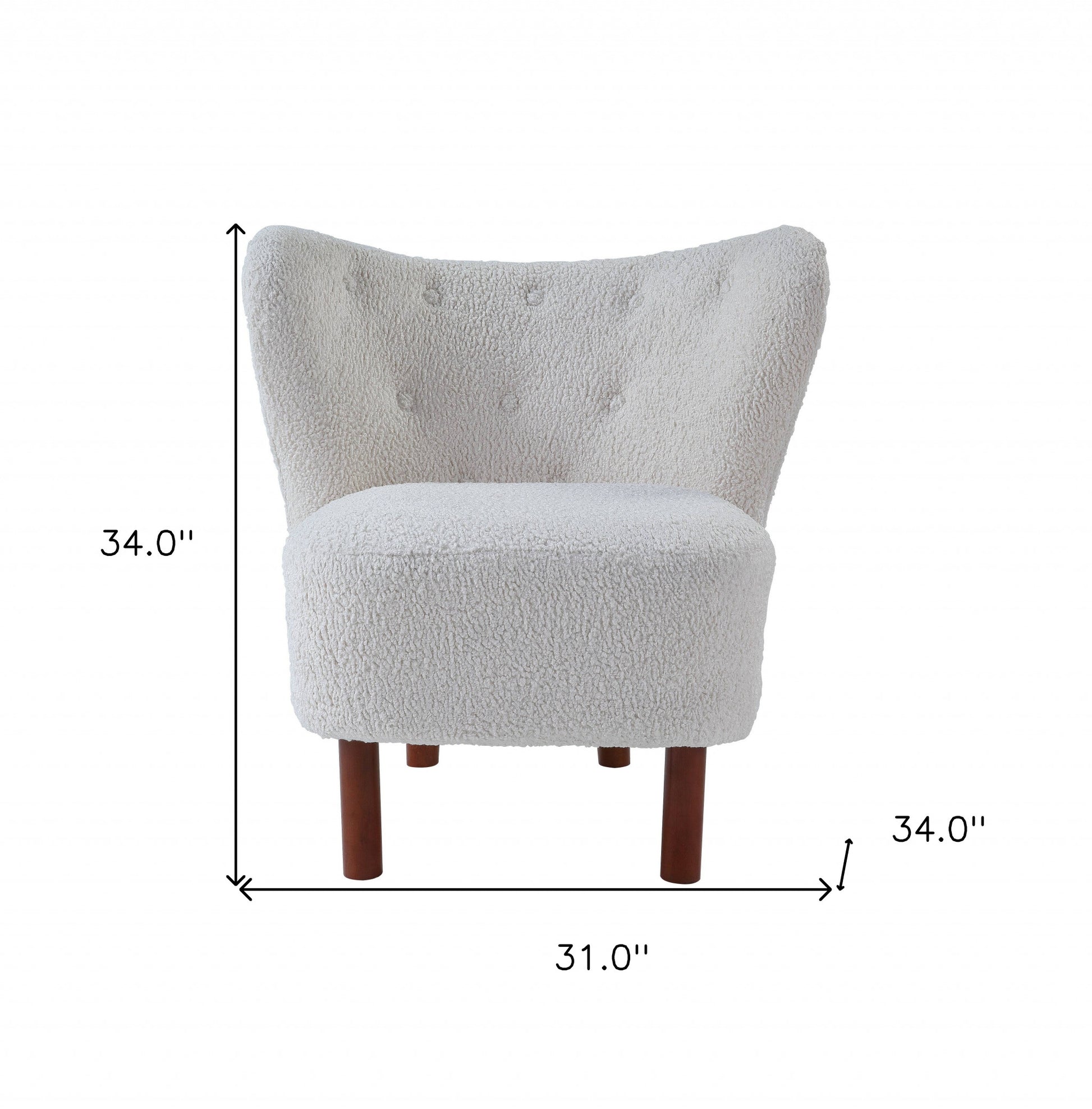 31" White Sherpa And Brown Polka Dots Wingback Chair By Homeroots | Armchairs | Modishstore - 6