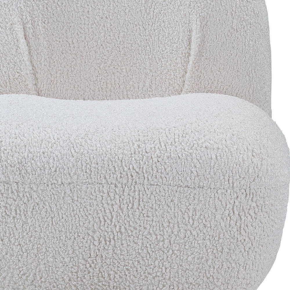 32" White Sherpa Solid Color Swivel Slipper Chair By Homeroots | Armchairs | Modishstore - 5