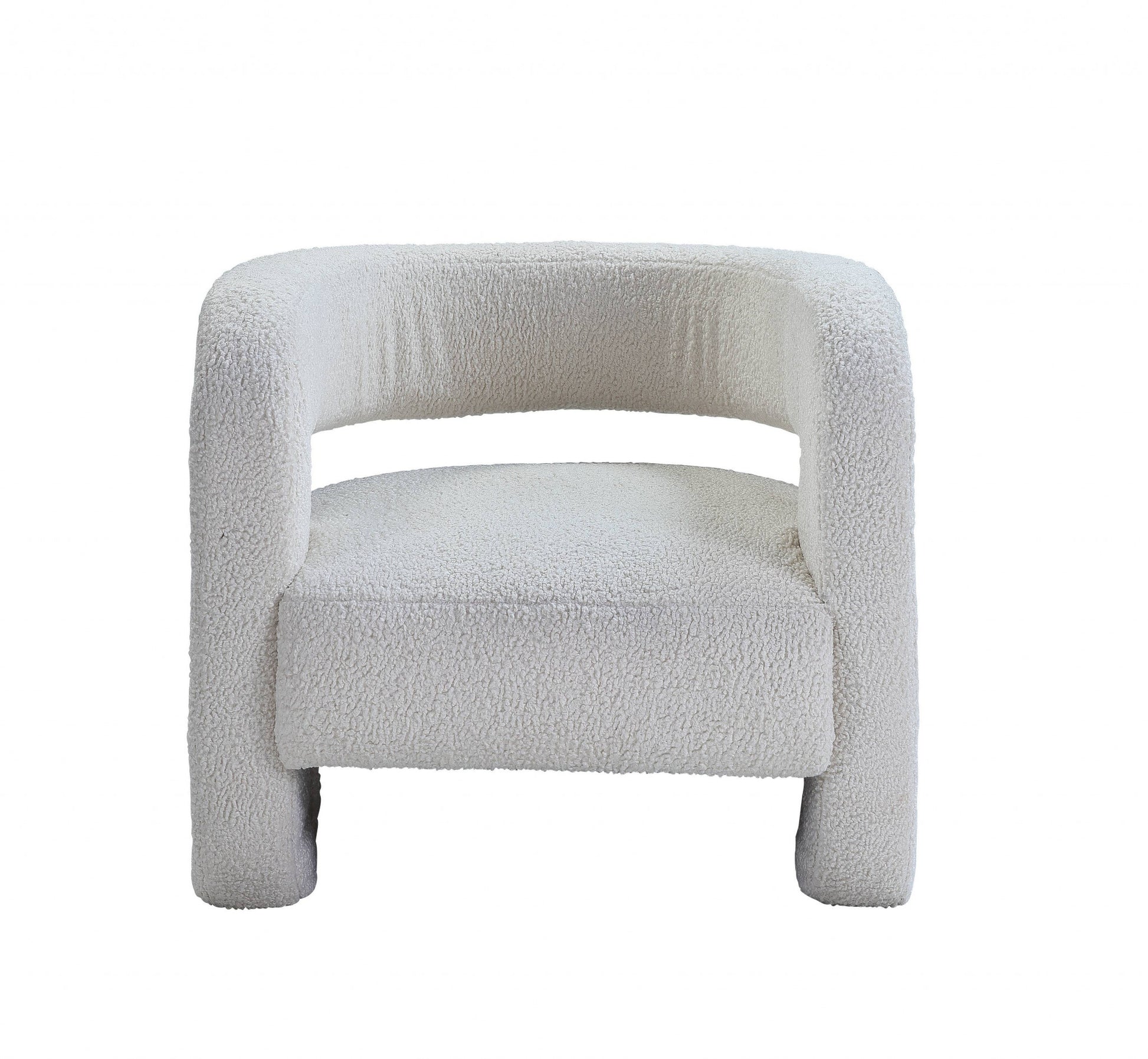 32" White Sherpa Solid Color Barrel Chair By Homeroots | Armchairs | Modishstore