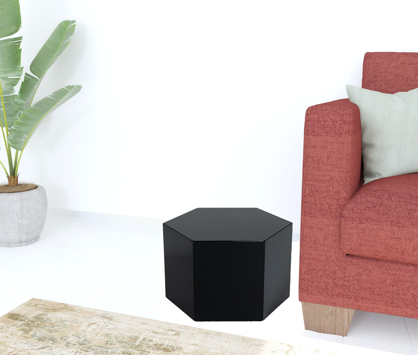 9" Black Hexagon End Table With By Homeroots | End Tables | Modishstore - 4