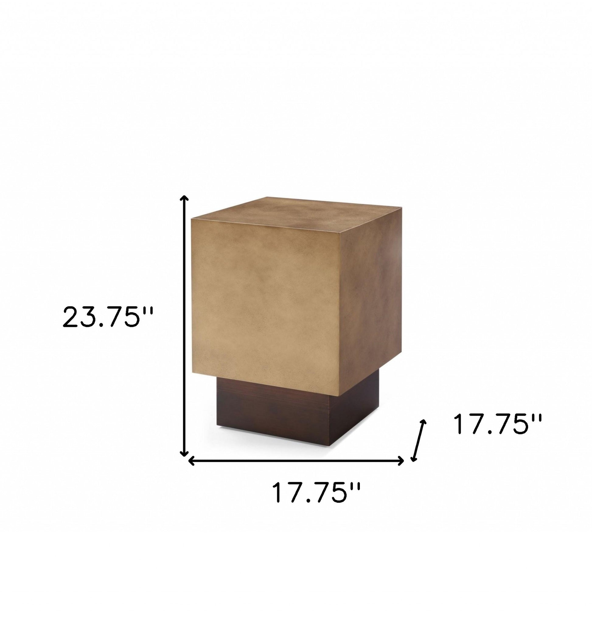 24" Antiqued Copper And Light Brown Metal Square End Table By Homeroots | End Tables | Modishstore - 5