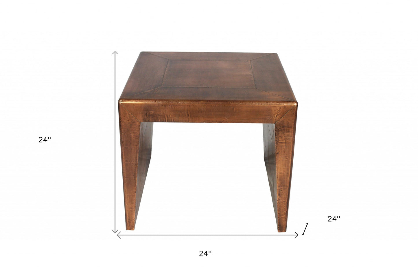 24" Copper Rustic Solid Wood Square End Table By Homeroots | End Tables | Modishstore - 5