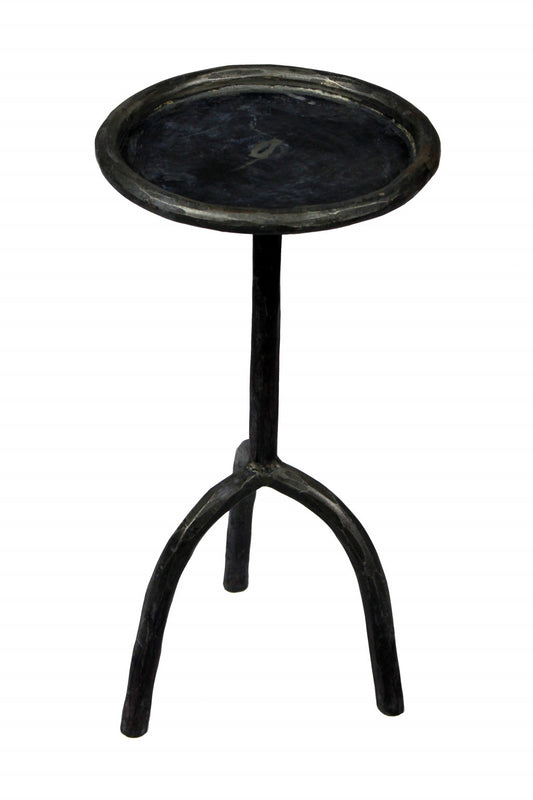 23" Black Iron Pedestal Round End Table By Homeroots | End Tables | Modishstore