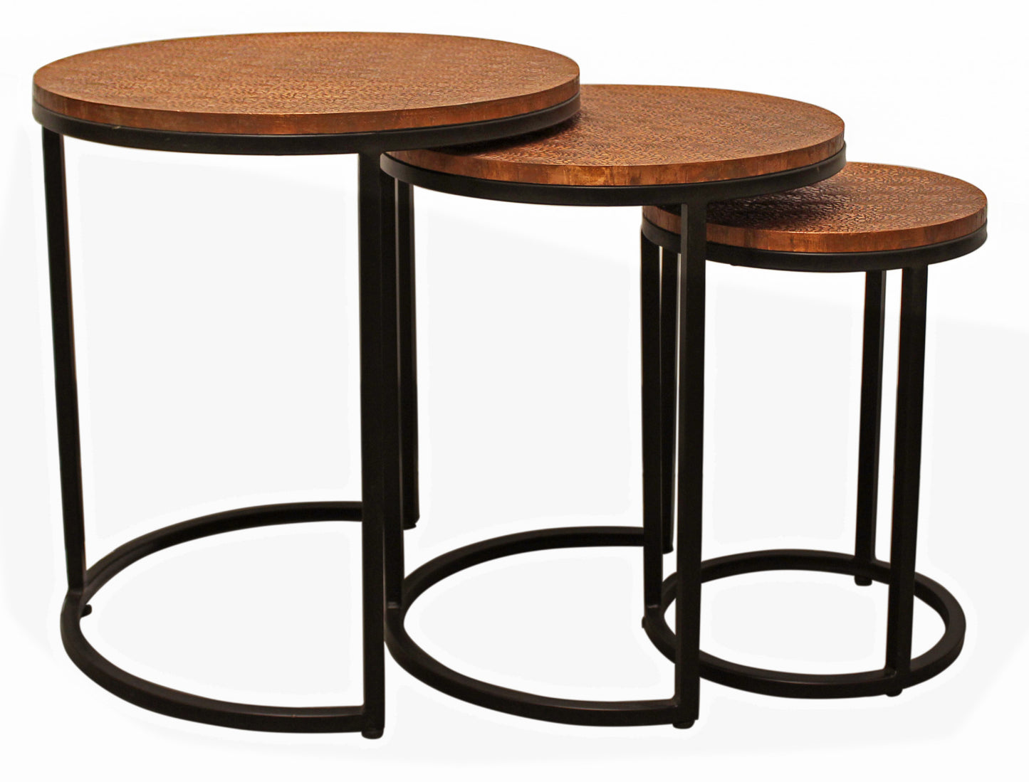 Set Of Three 19" Black And Copper Round Nested Tables By Homeroots | End Tables | Modishstore