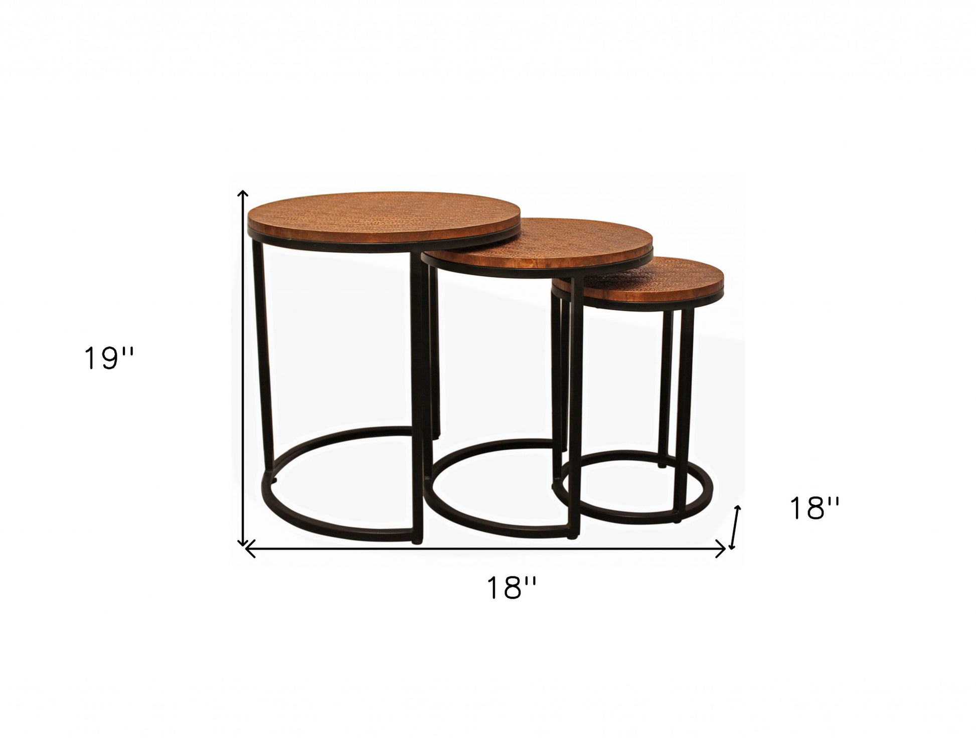 Set Of Three 19" Black And Copper Round Nested Tables By Homeroots | End Tables | Modishstore - 9