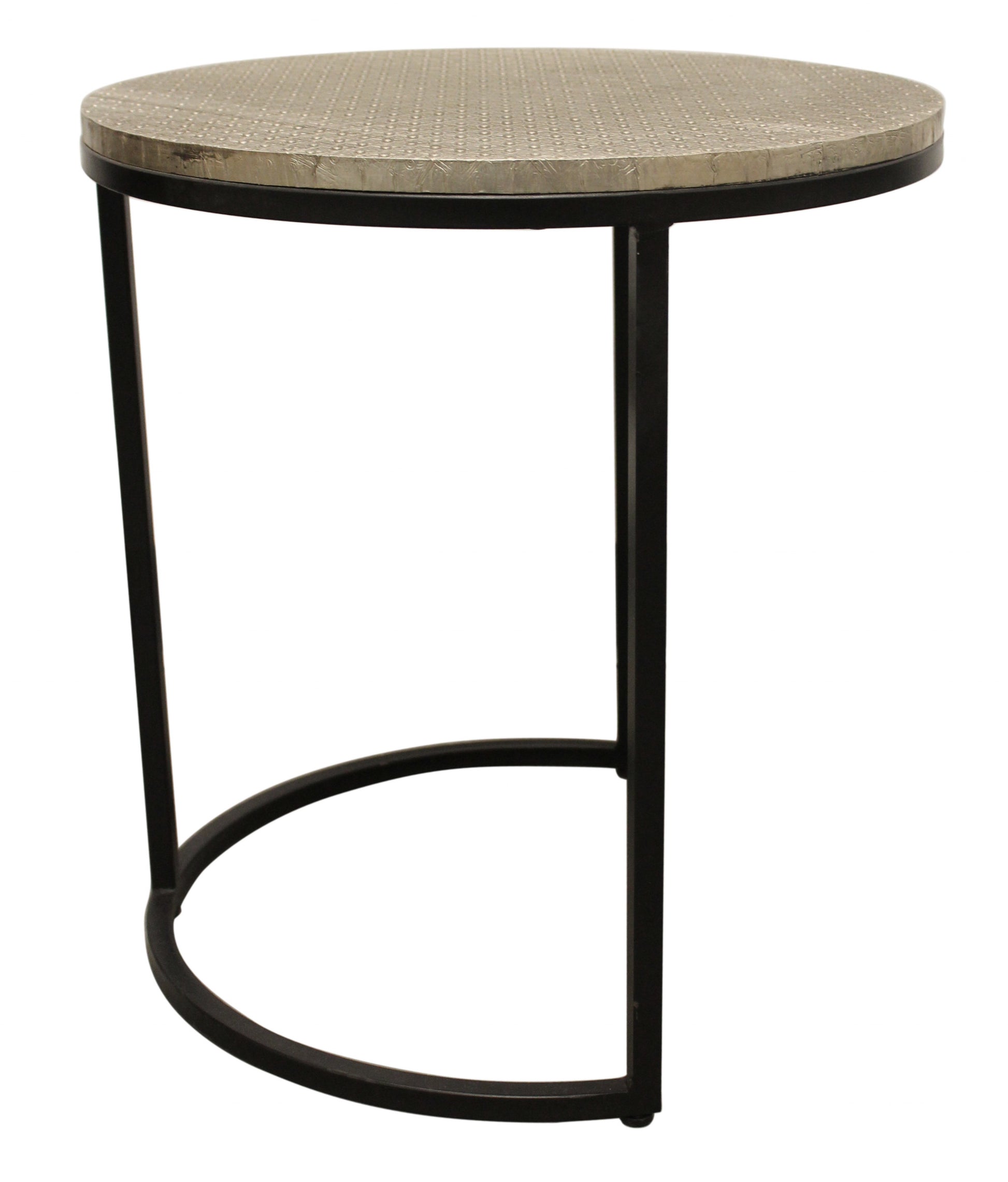 Set Of Three 19" Black And Silver Round Nested Tables By Homeroots | End Tables | Modishstore - 5