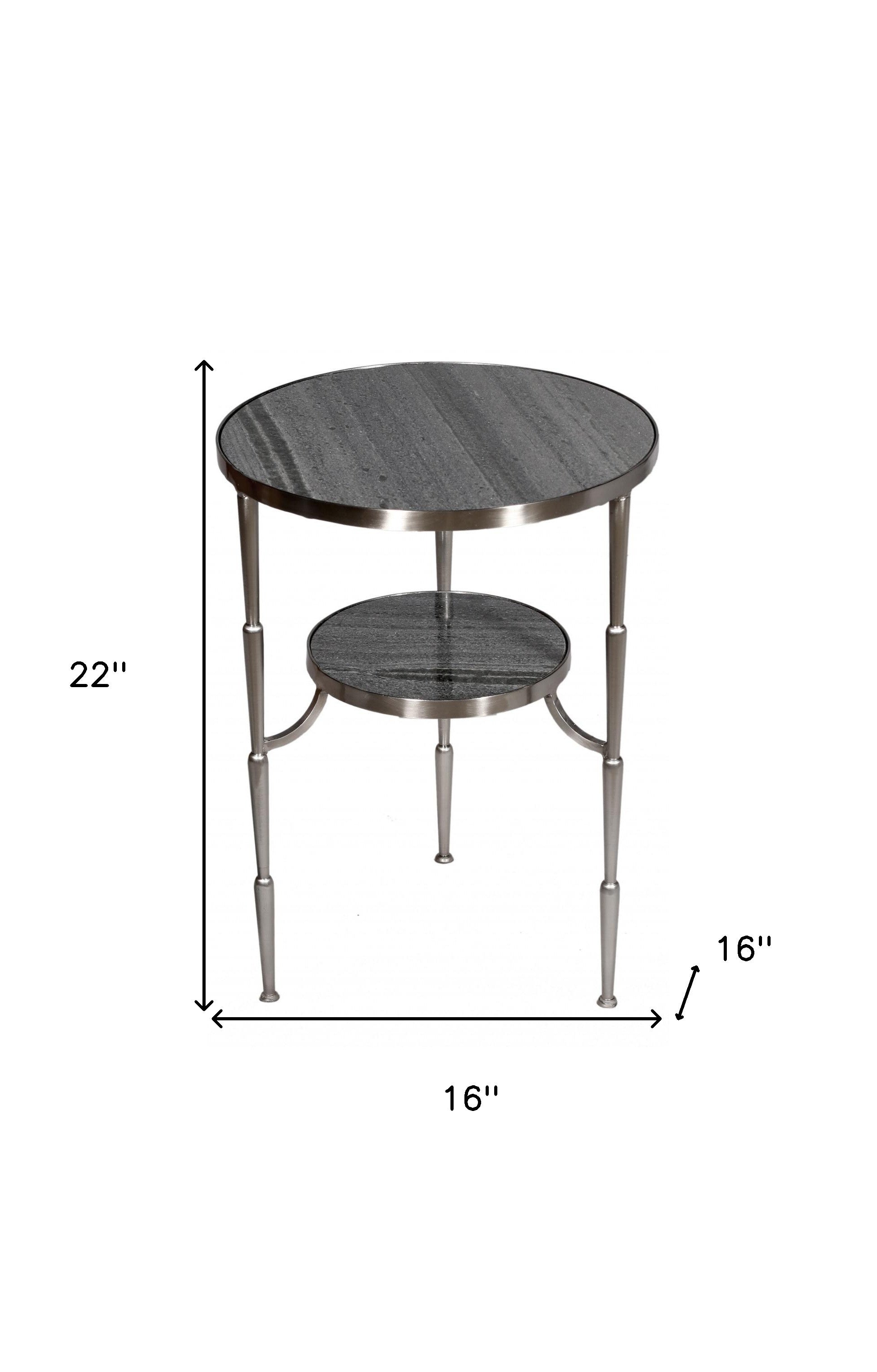 22" Nickel Marble And Iron Round End Table By Homeroots | End Tables | Modishstore - 5