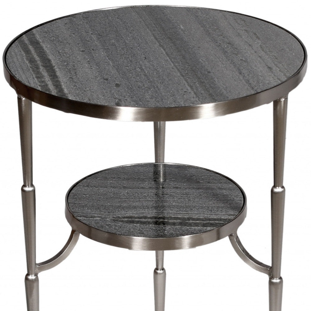 22" Nickel Marble And Iron Round End Table By Homeroots | End Tables | Modishstore - 4