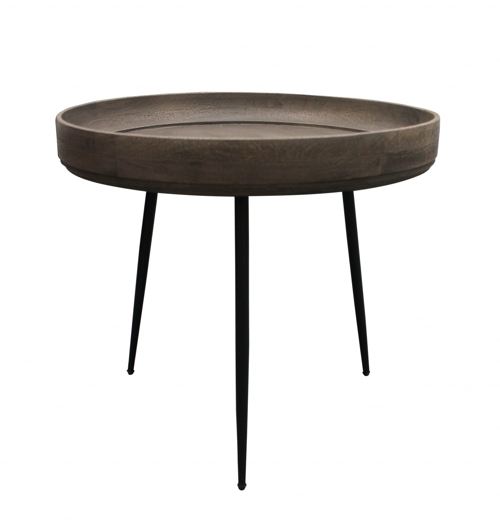 18" Black And Gray Solid Wood And Iron Round End Table By Homeroots | End Tables | Modishstore