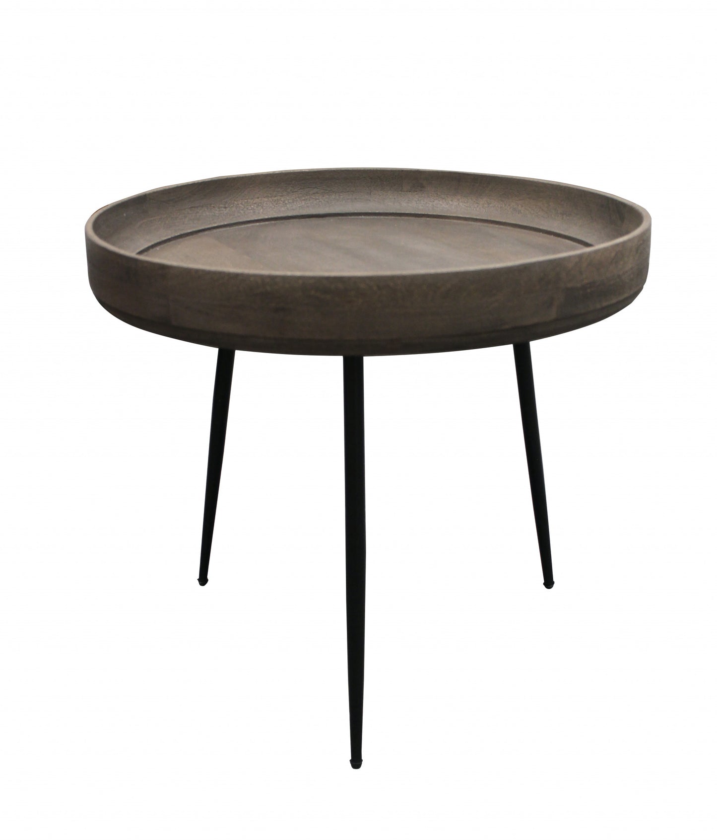 18" Black And Gray Solid Wood And Iron Round End Table By Homeroots | End Tables | Modishstore - 2