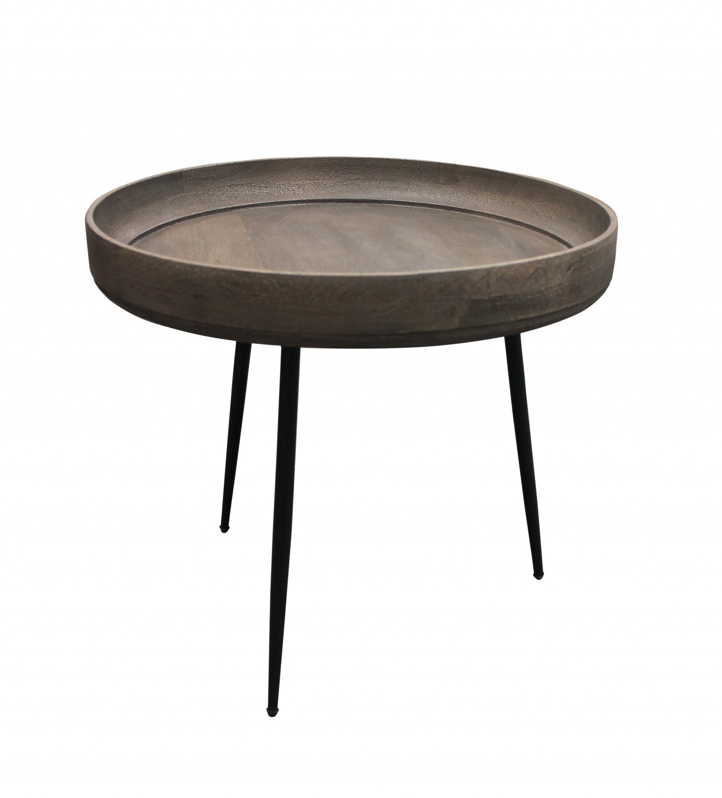 18" Black And Gray Solid Wood And Iron Round End Table By Homeroots | End Tables | Modishstore - 3