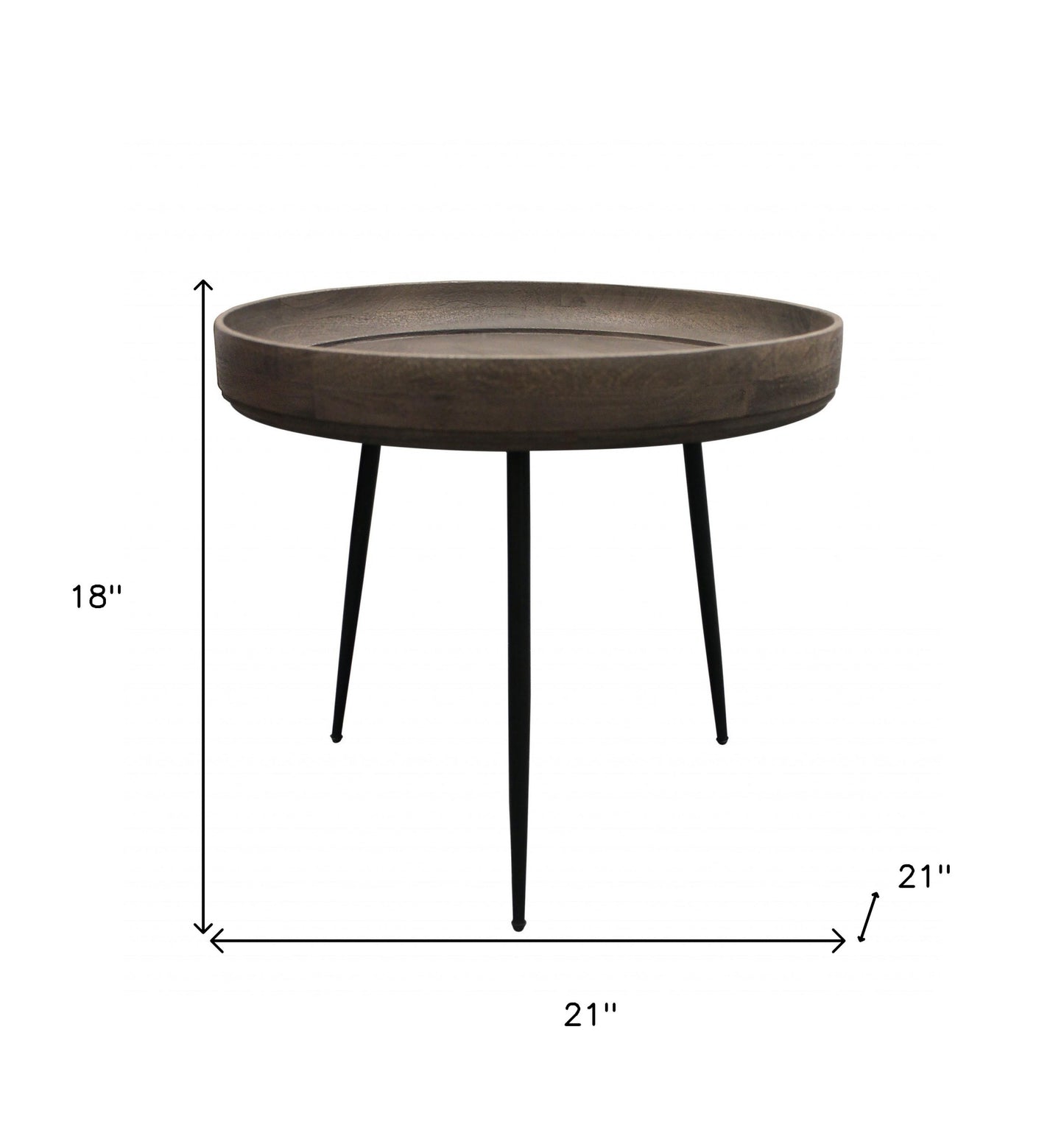 18" Black And Gray Solid Wood And Iron Round End Table By Homeroots | End Tables | Modishstore - 8