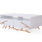 51" Rosegold And White Rectangular Coffee Table With Two Drawers And Two Shelves By Homeroots