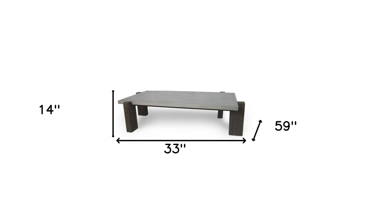 33" Walnut And Dark Grey Concrete Rectangular Coffee Table By Homeroots